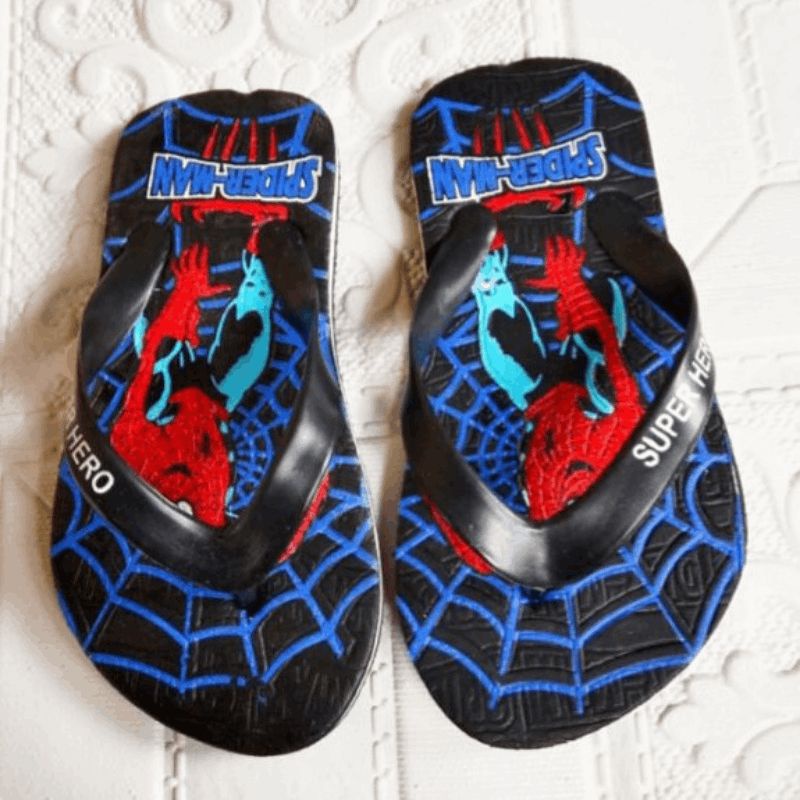 Sandal Spon Anak Karakter Spiderman press hitam