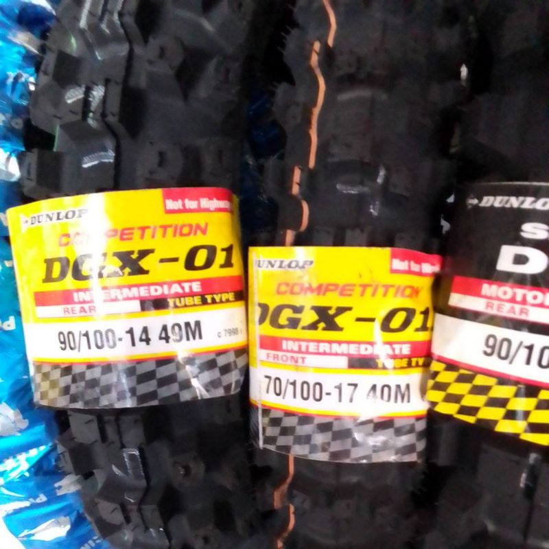 ban trail Dunlop dgx-01 ring 14/17 sepasang depan dan belakang ukuran 90-100/14 dan 70-100/17