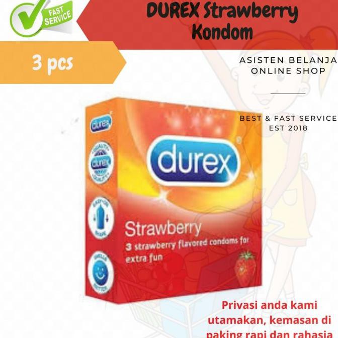 DUREX Strawberry Extra Fun Kondom isi 3 Pcs Rasa Stoberi