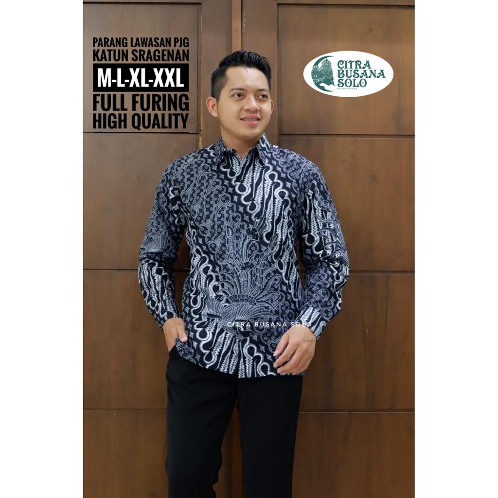 AJISAKA PARANG LAWASAN Kemeja Batik Pria Katun Sragenan Full Furing