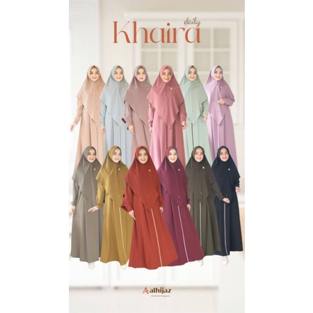 ready stok khaira set alhijaz gamis syari gamis mewah gamis daily gamis murah / gamis simpel