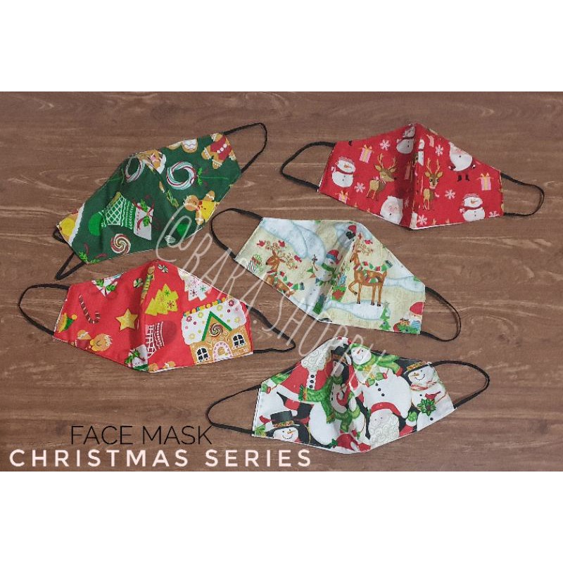 Masker Kain Motif Natal Souvenir Natal Murah