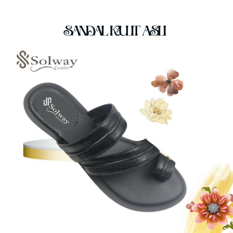 sandal kulit asli wanita tali jepit jempol 004