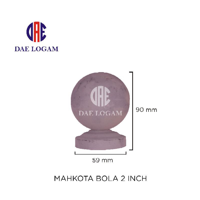 Ornamen Pagar Besi Mahkota Bola 2 inch