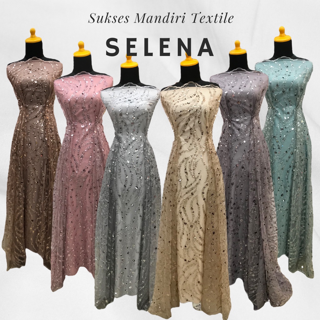 [SELENA] Tile Payet Sequin Mewah Warna Silver Soft Gold Dusty Pink Violet Mint Milo | Harga ½ meter 