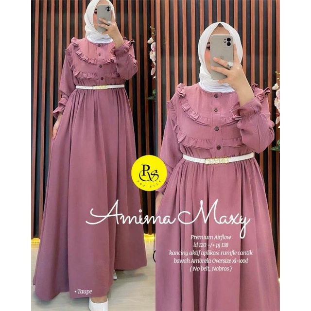 Amima maxy gamis crinkle airflow ori premium / gamis jumbo crinkle / realpict original berlabel