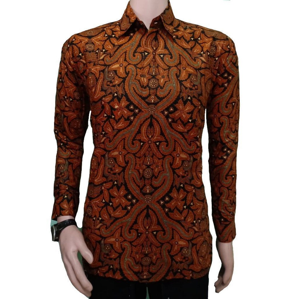 BSWART BATIK HRB026 Kenongo Hem Pendek Padi Pekalongan M L XL Batik Pria MURAH