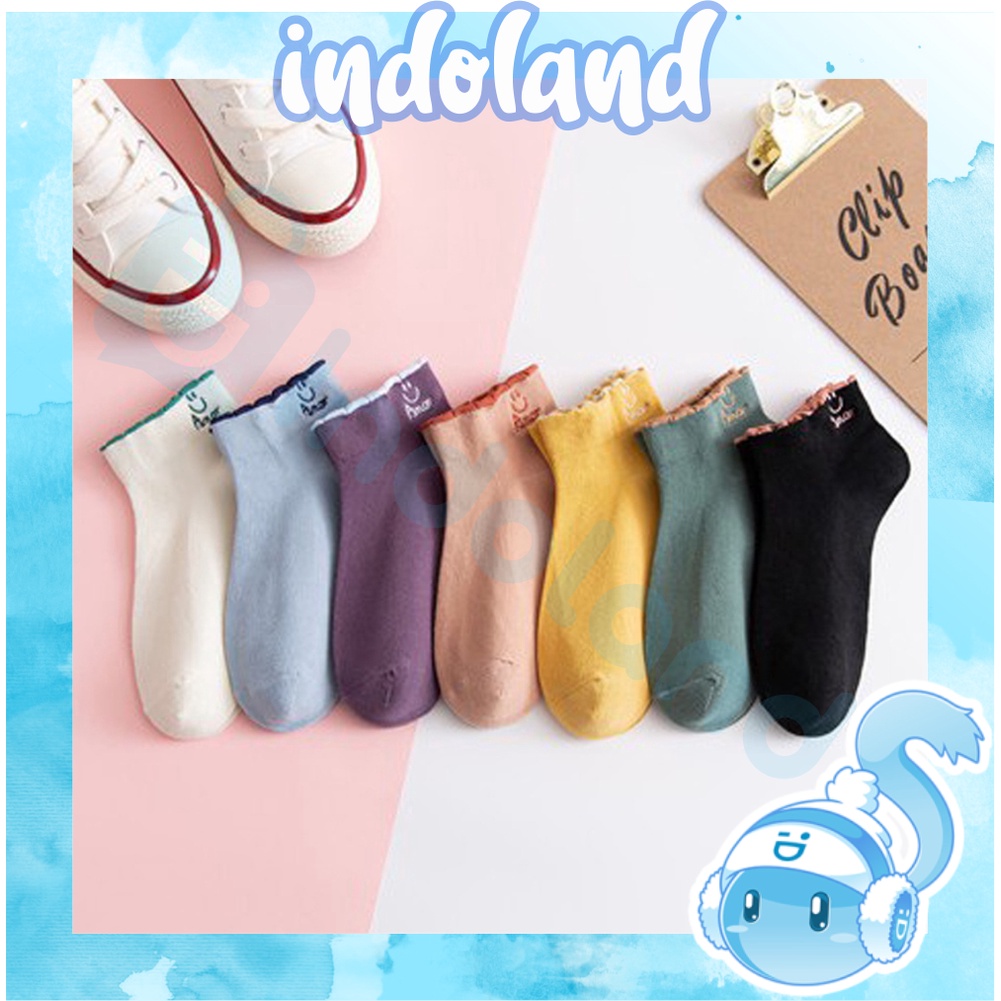 ☀ INDOLAND ☀  Kaos Kaki Pendek Motif Smile Semata Kaki Kaoskaki Unisex Pria Wanita R602