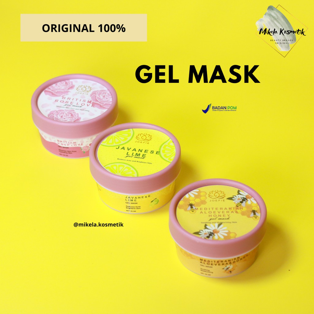 GEL MASK / MASKER WAJAH GEL JOEFIE PETAL ROSE, ALOE VERA, HONEY