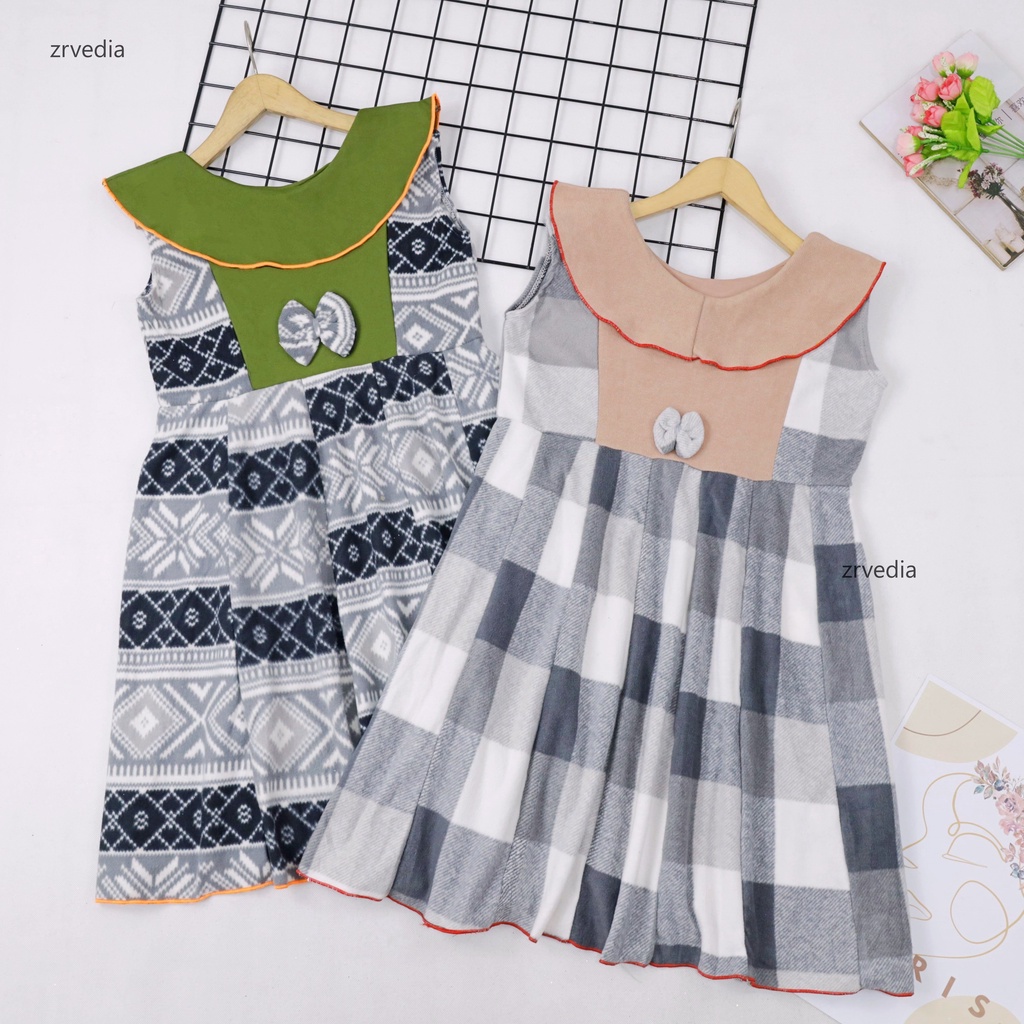 (BLUDRU FLANEL) Dress Cantika uk 6-7 Tahun / Baju Anak Perempuan Harian Yukensi Murah Grosir