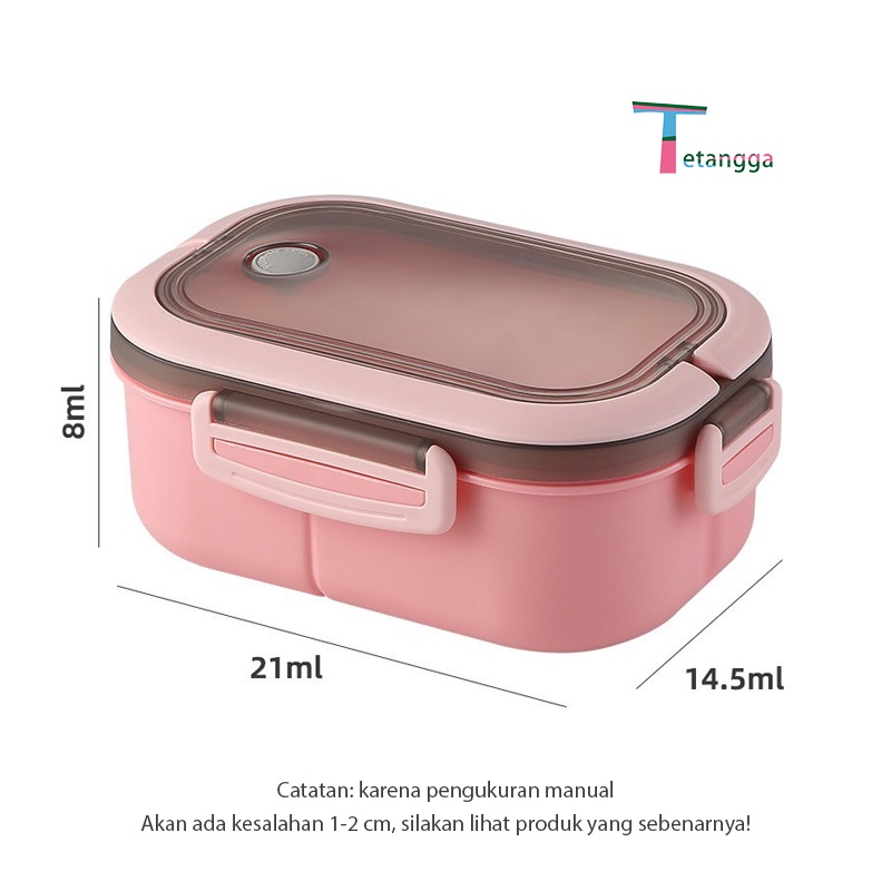 Tempat Makan Siang Kotak Bekal Single-Layer Makanan Bento Lunch Box Microwavable Anti Tumpah