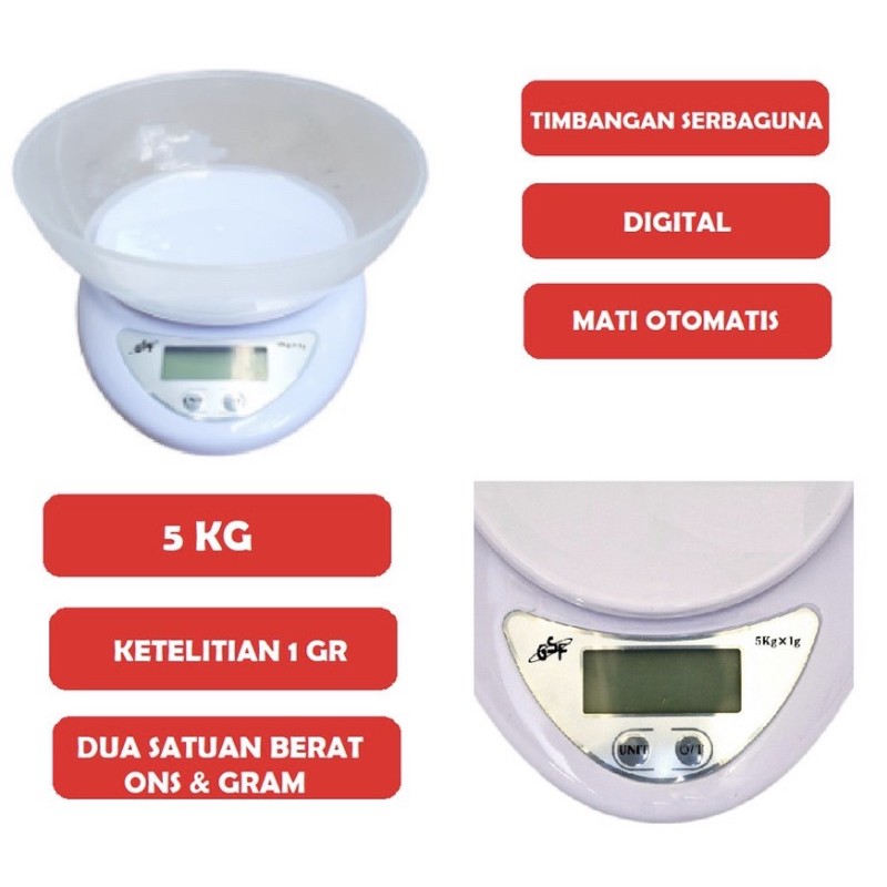 Timbangan Digital Dapur Serbaguna / Timbangan Kue 5Kg 4405