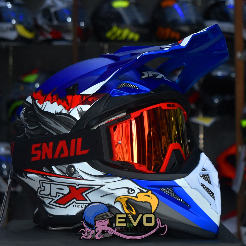 HELM JPX X39 BLUE PAKET GOOGLE SNAIL ORIGINAL - HELM JPX CROSS PAKET GANTENG JPX FOX1 CROSS TERBARU HELM JPX TERBARU-MX40 MATT RED/RED