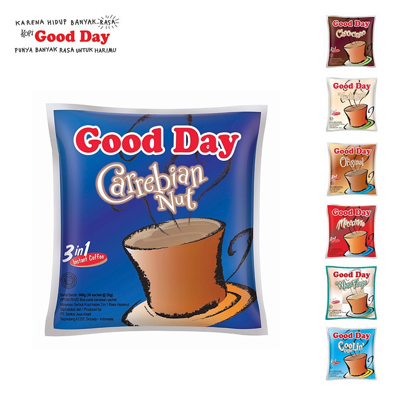 Good Day Mocacinno / Carebian Nut / Coolin / Original / Chococinno / Vanila Latte  10 x 20gr