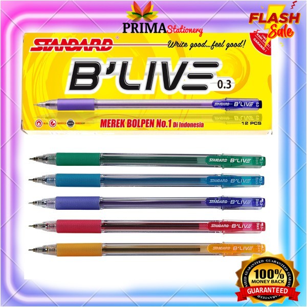 

Standard Pen - Blive 0.3 Isi 12 pcs ( Pulpen, Pena, Ballpoint )