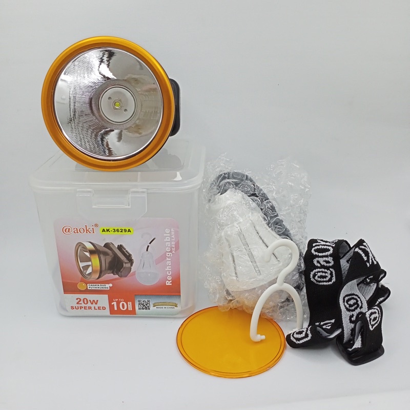 Headlamp / senter Kepala AOKI 20Watt super LED murah meriah