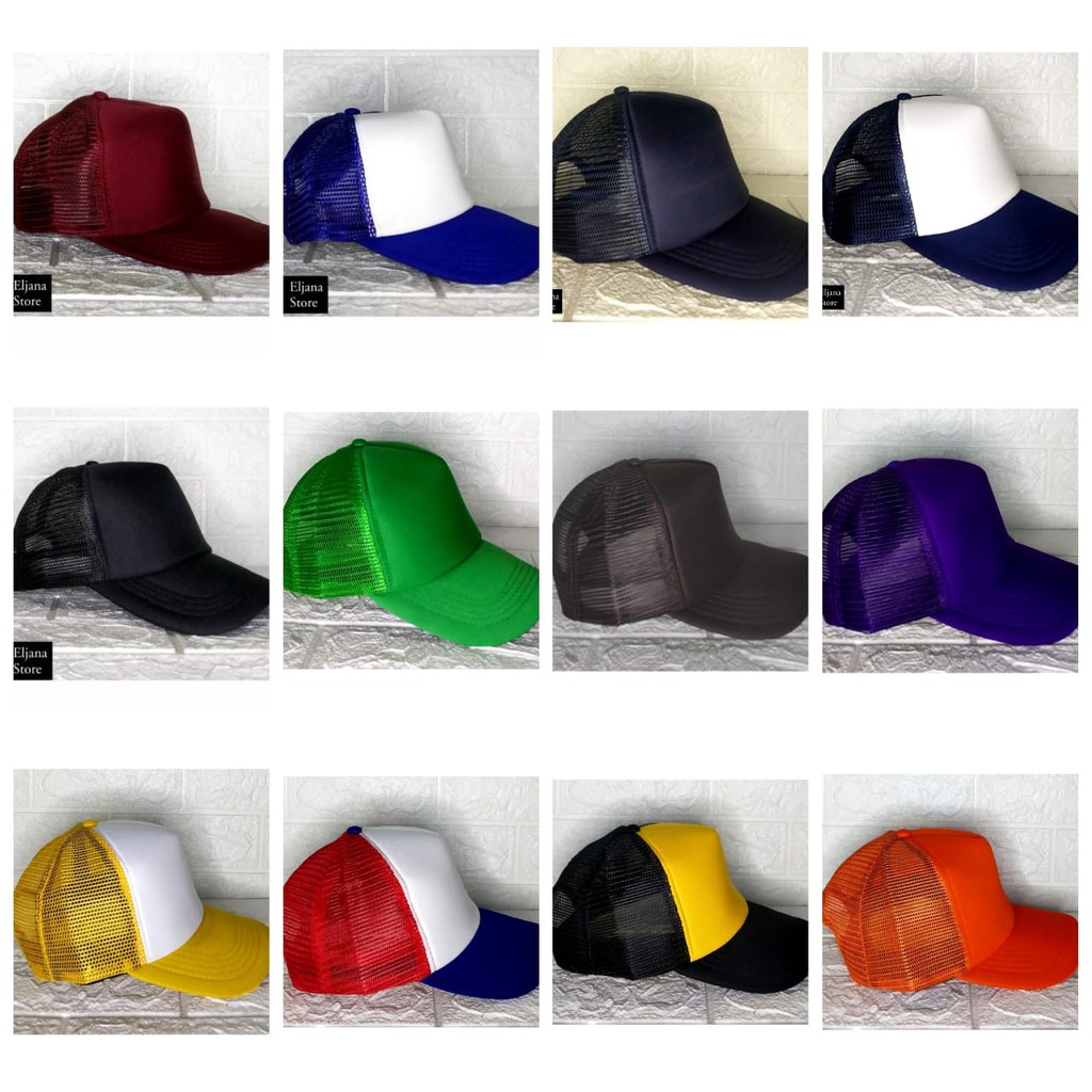 COD Topi Jaring Polos / Trucker Polos / Topi Jala Polos / Topi Dewasa Polos / Topi Murah Polos