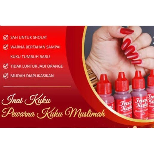 (4warna) Inai Kuku Henna Nail Art Halal Maron/Merah/black/pink 15ml