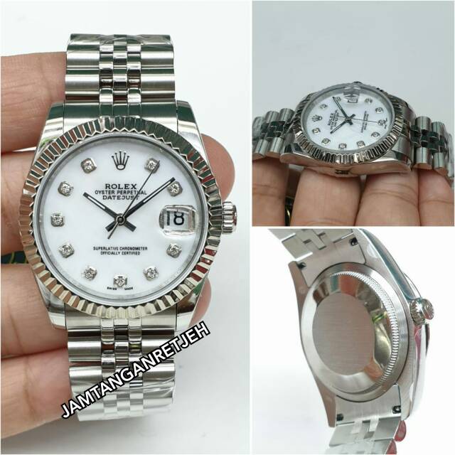JAM TANGAN WANITA ROLEX OYSTER AUTOMATIC MESIN SWISS SILVER