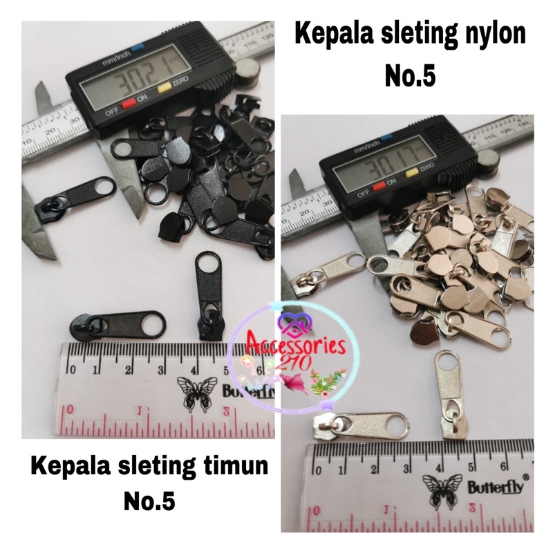 kepala sleting timun nylon no.5 / kepala resleting timun no.5 nylon / 100pcs