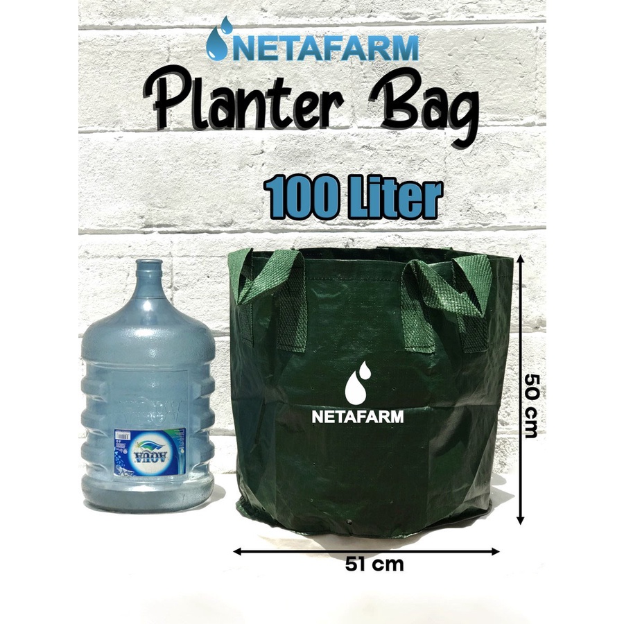 Planter Bag 100 Liter Hijau Kantong Pot Tanaman 4 Handle NETAFARM EG