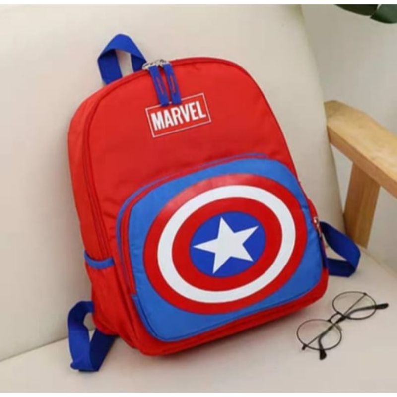 TAS MARVEL CAPTAIN AMERICA SUPERMAN KARTUN CARTOON KARAKTER ANAK LUCU COWOK LAKI PG TK SD RANSEL