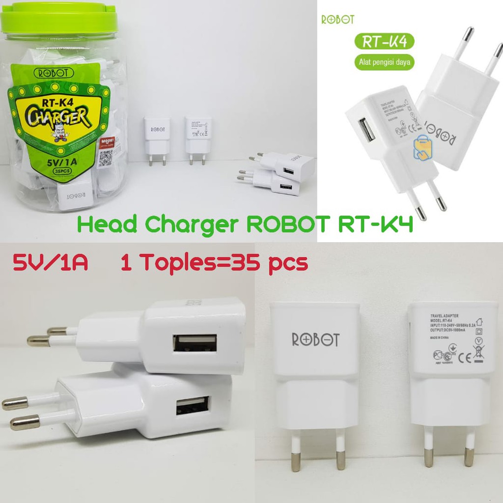 Head Charger ROBOT RT-K4 RT-K10 Single USB Output 5V 1A Batok Casan Robot RTK4