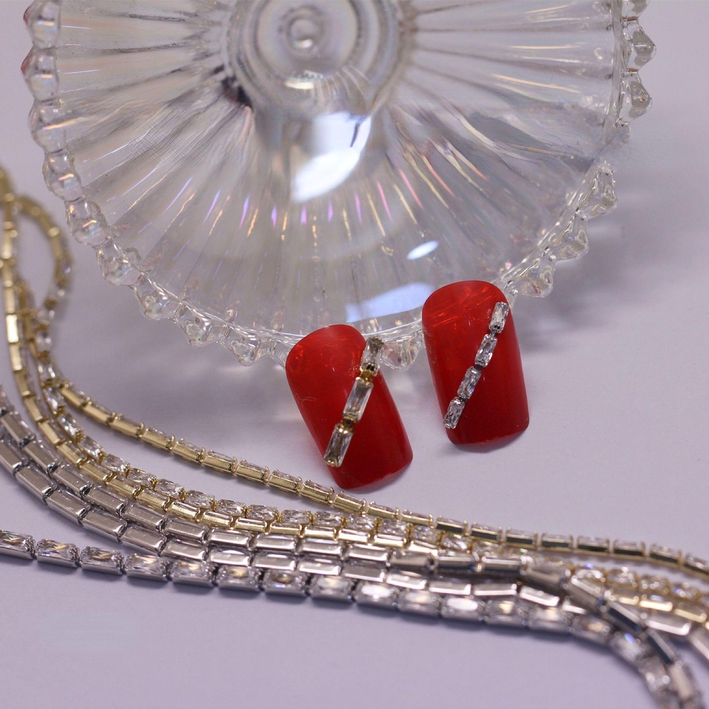 Agustina Kuku Zirkon Rantai Fashion Gadis Wanita Emas Perak Manikur Aksesoris DIY Perhiasan Nail Art Charms