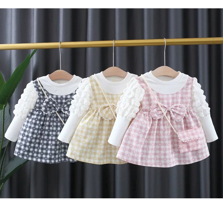 [FREE SLING BAG] Dress Xena Bayi -  2 Tahun - Gaun Baby Gaya Korea Dress Anak Perempuan Dres Lengan Motif Pesta Fashion