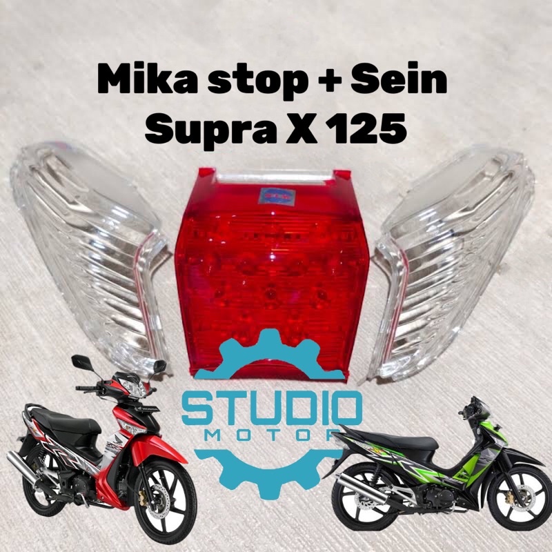 Kaca Mika Stop Merah + Sen Belakang Bening Supra X 125 2004-2013 Kaca Tutup Lampu Stop Belakang Merek Win