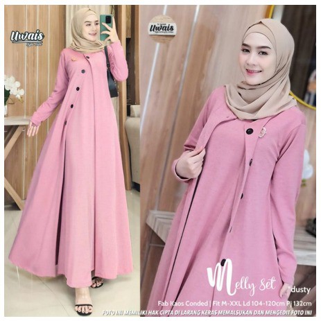 Melly Set by Ori Uwais Hijab "Setelan Gamis Muslimah Inner + Outer Kaos Conded"