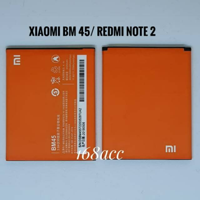 Baterai Batre Xiaomi Redmi Note 2 BM45 Batere Battery Xioami BM 45 Redmi Note2