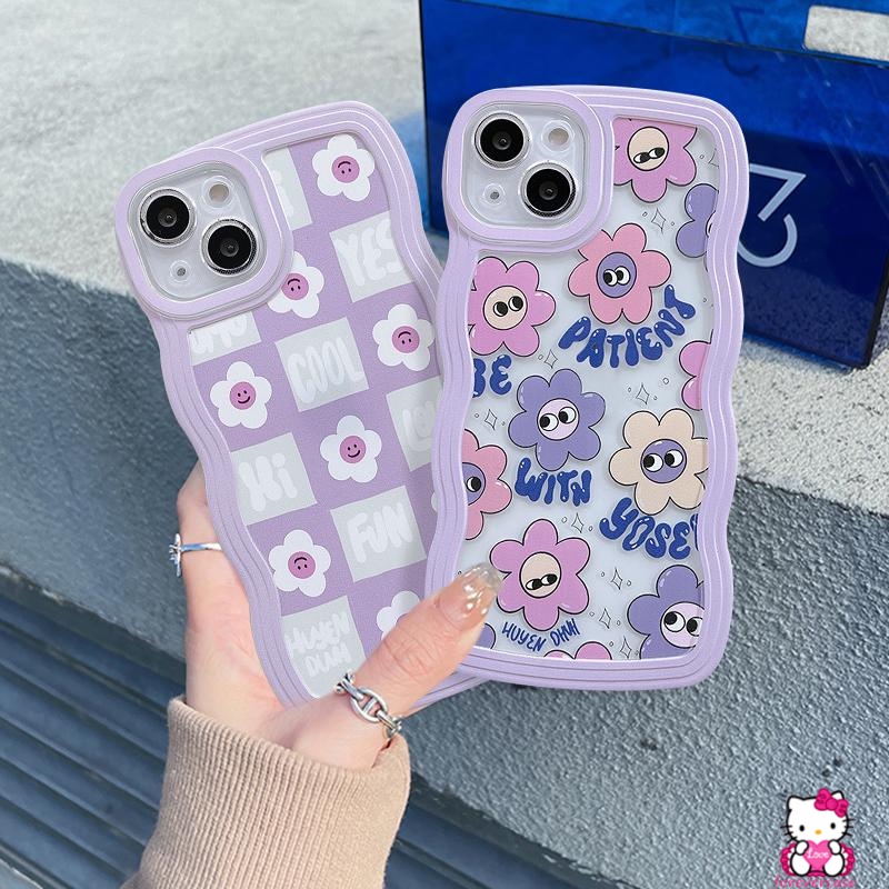 Soft Case Motif Kartun Bunga Tersenyum Ungu Untuk Redmi Note 10 Note11 Note9 Note8 Redmi 9 10A 9T 9C Note 10s Note 11s Note 11Pro Note 10 Pro Max Plus