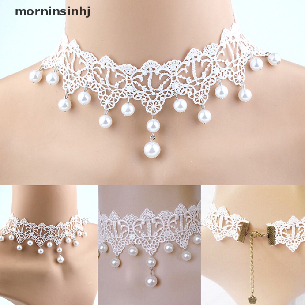 Mor Kalung Choker Lace Sexy Romantis Dengan Mutiara Untuk Wanita