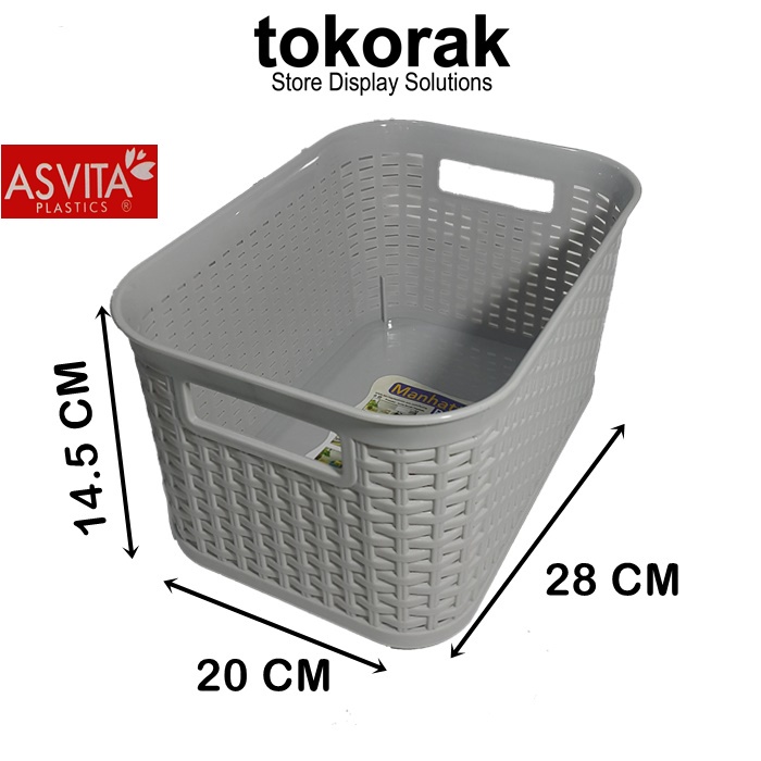 KERANJANG MANHATTAN BK284 ASVITA STORAGE BASKET KERANJANG PLASTIK SEGI