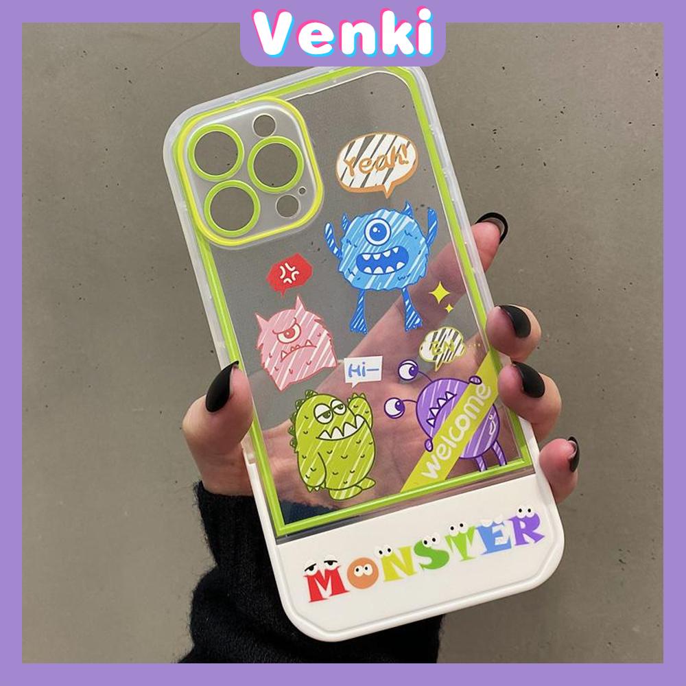 iPhone Case Silicone Soft Case Clear Case Folding Stand Airbag Shockproof Protection Camera Cartoon Cute Monster Zoo Compatible For iPhone 11 13 Pro Max 12 Pro Max 7Plus xr