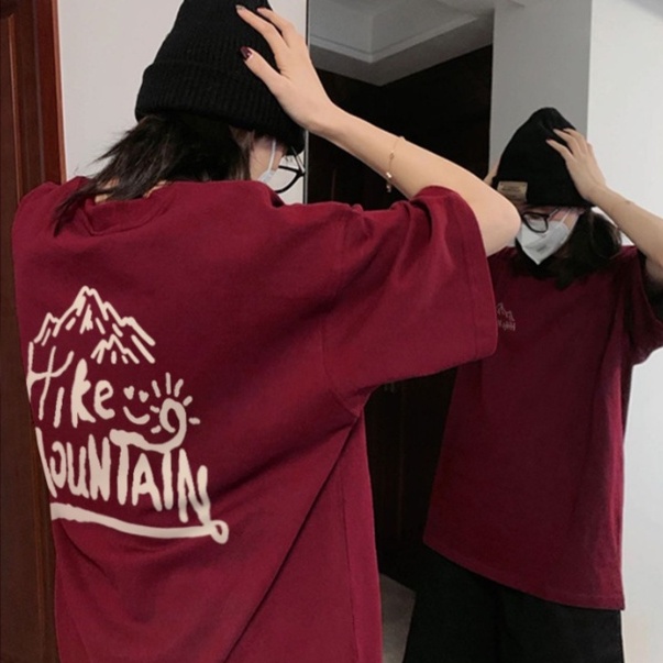 【 Penawaran Istimewa 】Import Korean Style Original Kaos Wanita / Baju Warna Wine Red Atasan Wanita / New Oversize Premium Fashion Kaos Unisex