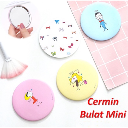 Cermin Kaca Bulat Karakter Cermin Make Up Mini Cermin Kaca Travelling