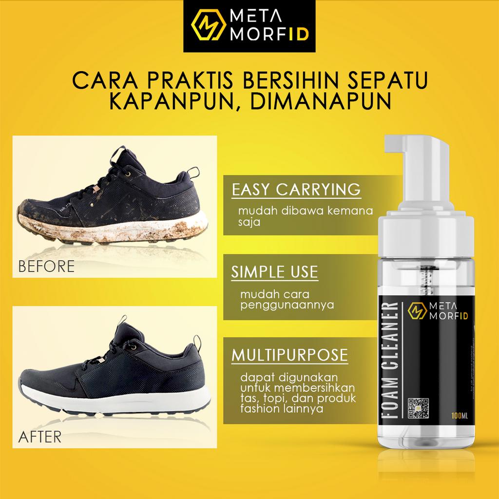 Metamorfid Foam Pembersih Sepatu/Tas Praktis Tanpa Air / Instant Foam Shoes Cleaner 100ml