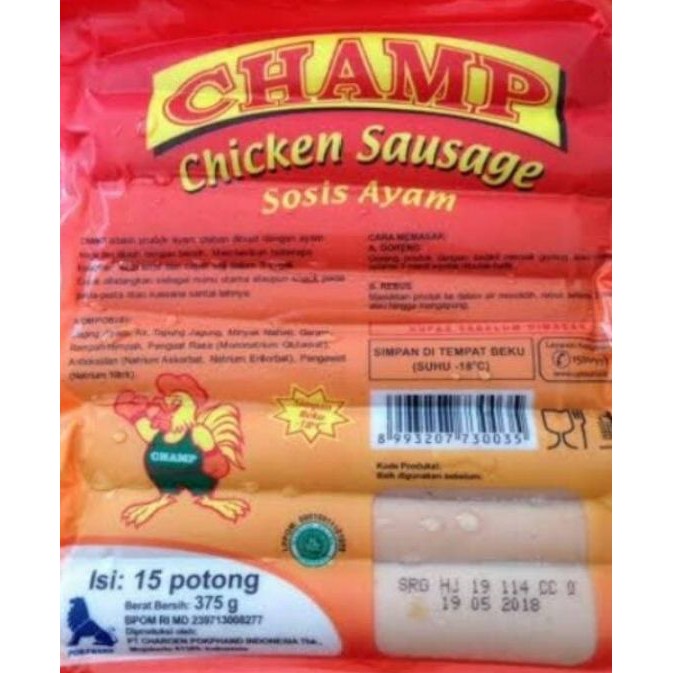 

Champ Chicken Sausage / Sosis Ayam Isi 15 Potong 375 g