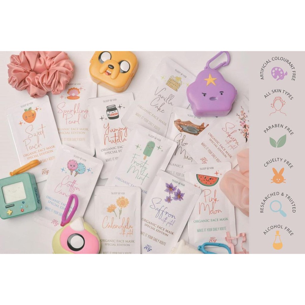 Organic Face Mask (Masker Organik) Saffron Petal, Sakura petal, Calendula Petal, Pink Melon, dst
