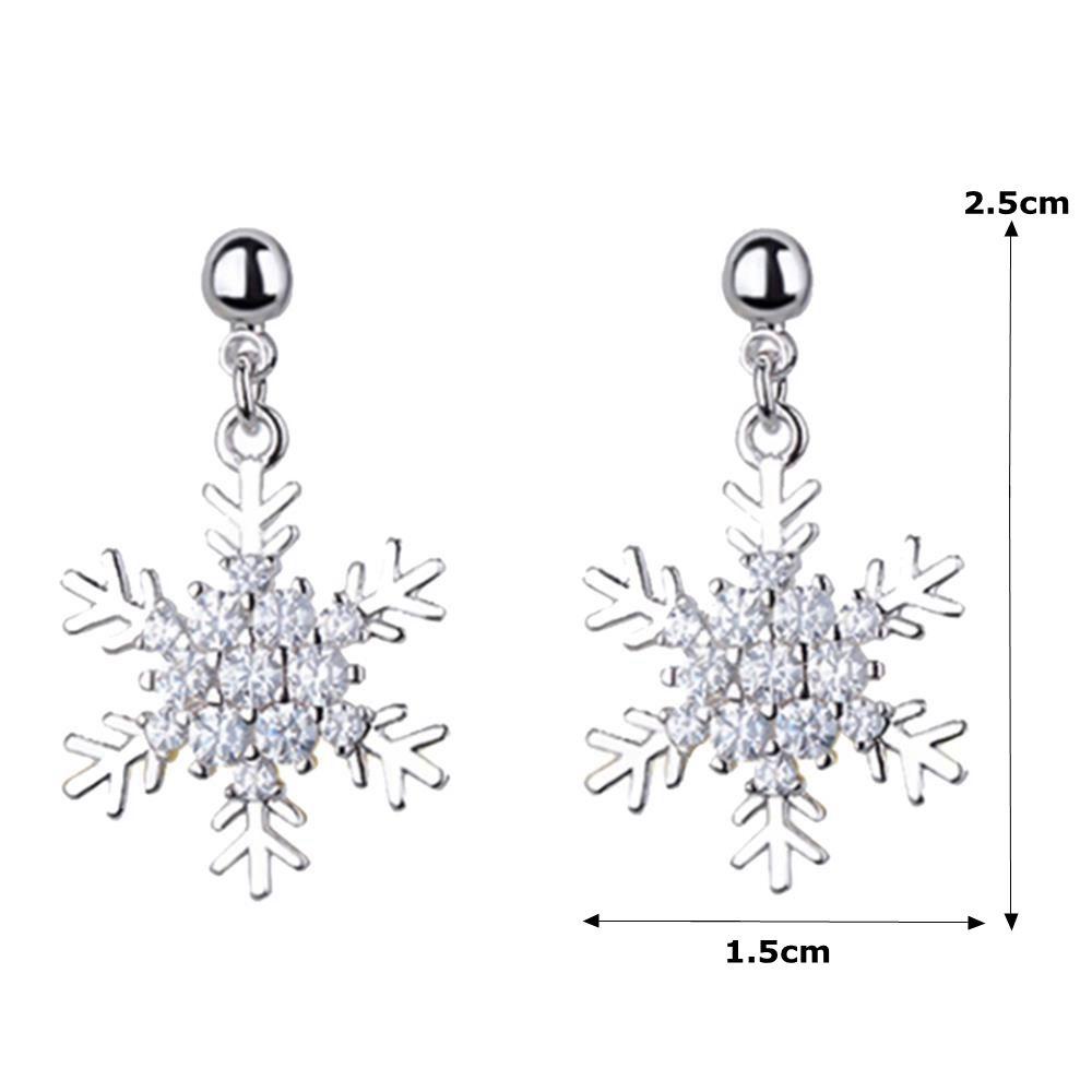 Lily Snowflake Earrings Pesta Perhiasan Natal Zirkon