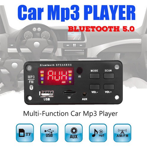 Kit Modul MP3 Bluetooth Wireless Player 5.0 Module Audio Speaker Decoder Board Slot/USB /FM Remote LCD Display