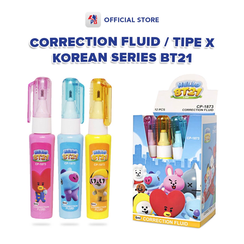 

Tip Ex Cair BT21 Satuan Correction Pen Fluid Tipe X CP 1873 Hello BT21 Seri Korea / PB EDUKASI ANAK - PBNB