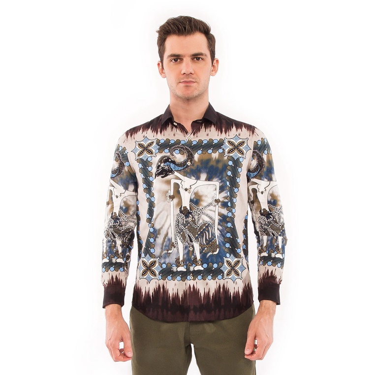 MOC Kemeja Batik Lengan Panjang Pria Modern Fit VERMADI-BEIGE