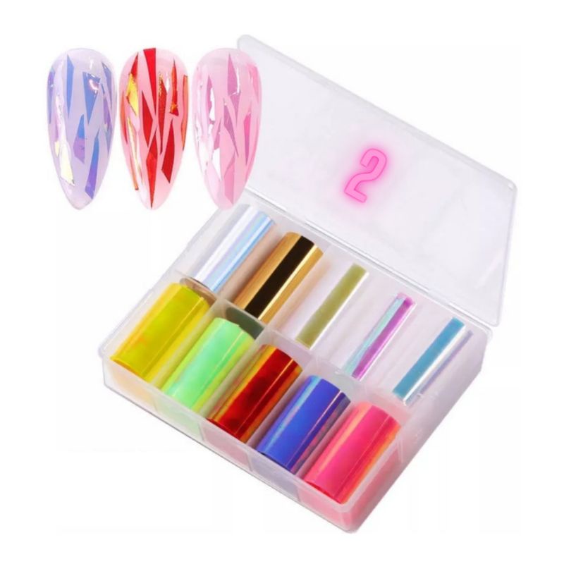 Nail glass foil set 10 foil glass / glass film nail art nail decoration