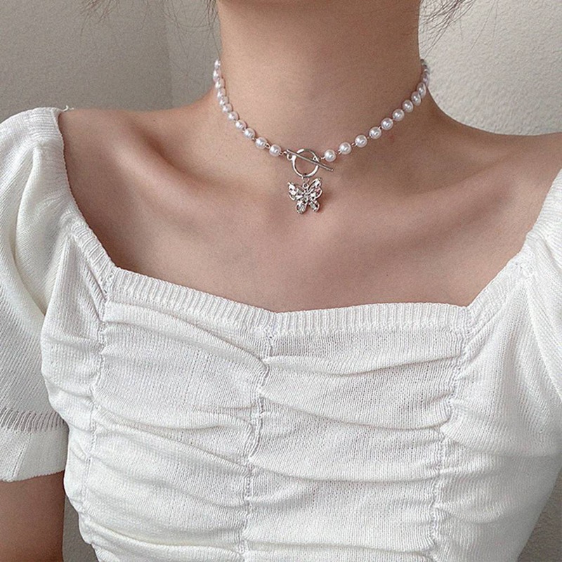 Necklace Female Pearl Butterfly Ins fancyqube