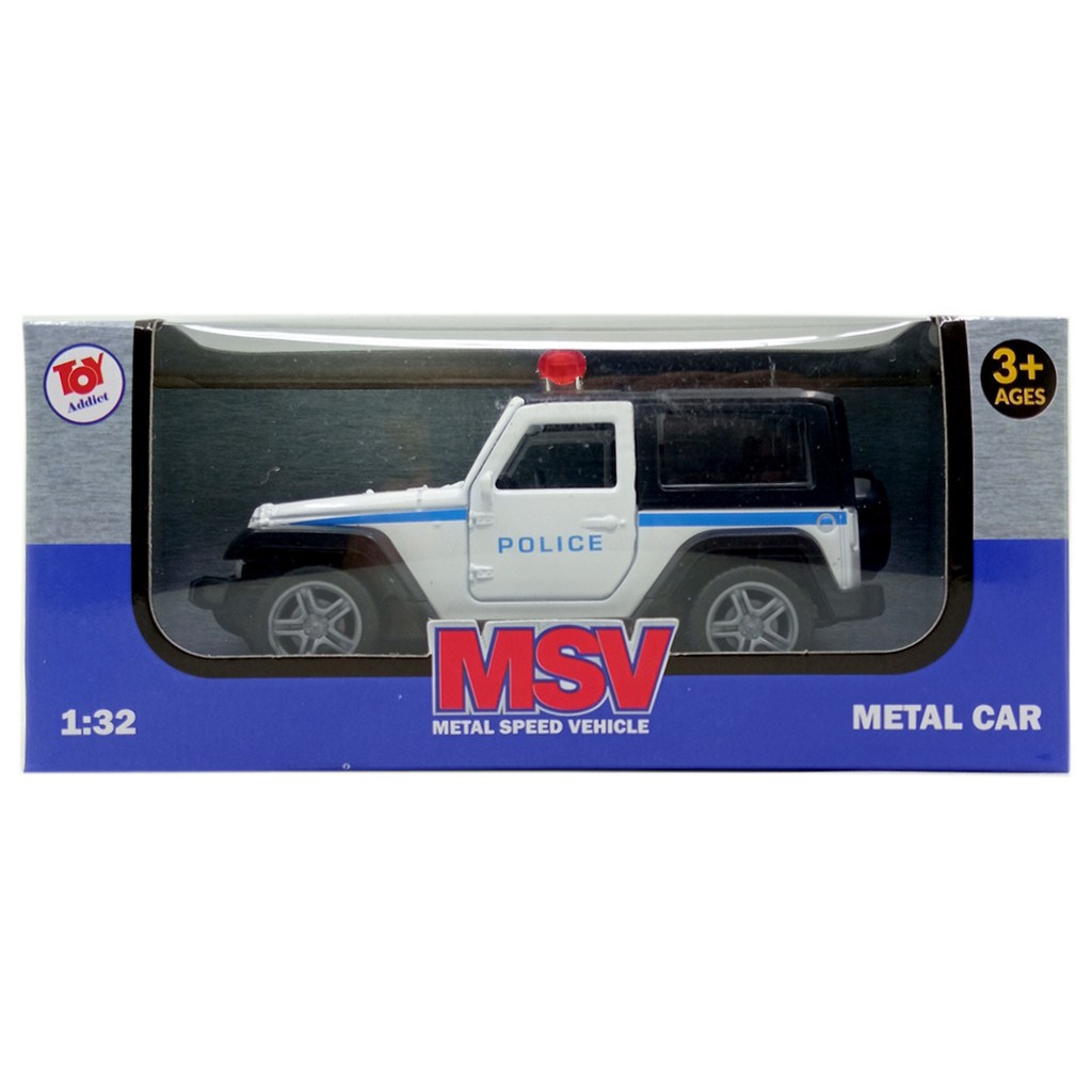 Toy Addict Jeep Wran9ler Hard Top Police Car Putih Diecast Mainan