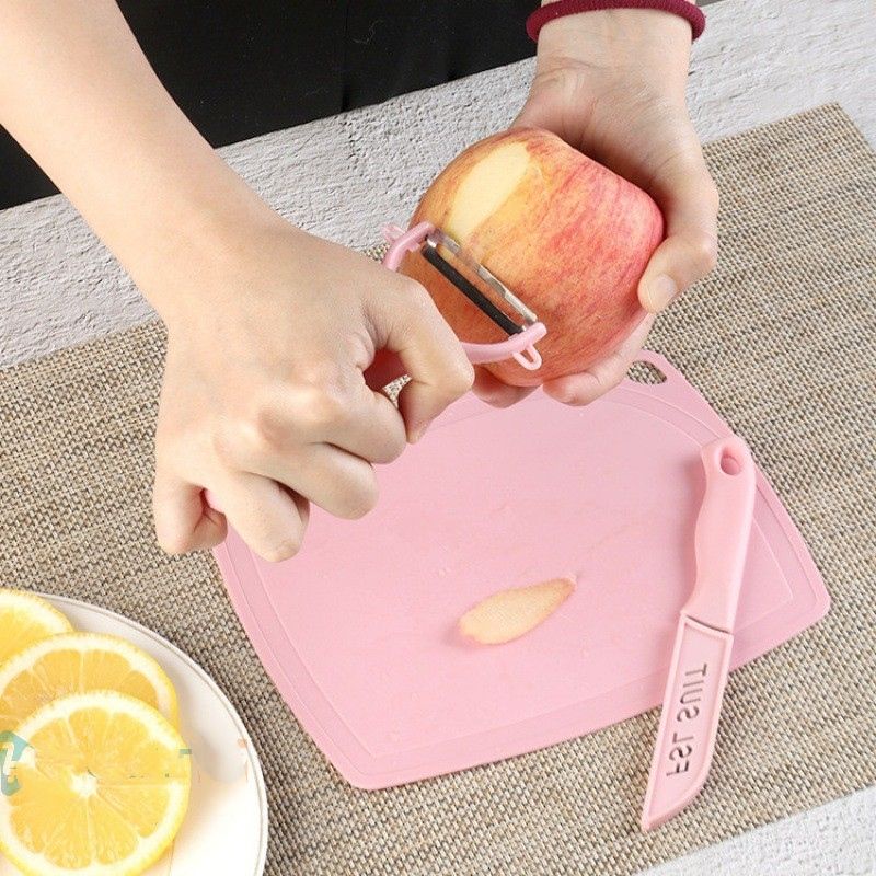 Pisau Set Talenan 3in1 Stainless Pisau Pengupas Buah Sayur Dapur Knife Peeler Fruit Chopping Board