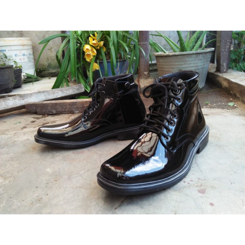 Sepatu pantofel pdh pria bahan kulit sapi asli warna hitam glosi kilap